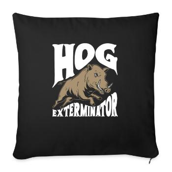 Chasse au sanglier chasseur sanglier - Housse de coussin décorative 45 x 45 cm - noir - Devant