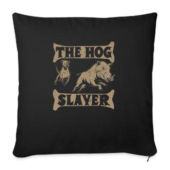 Chasse au sanglier chasseur sanglier - Housse de coussin décorative 45 x 45 cm - noir - Devant