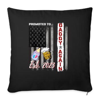 Promoted to Daddy Again 2023 Funny Dad Beer Flag - Sofakissenbezug 45 x 45 cm - Schwarz - Vorne