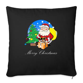 Père Noël avec sac plein de cadeaux - Housse de coussin décorative 45 x 45 cm - noir - Devant