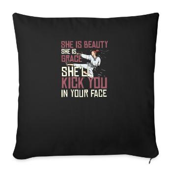 Elle est beauté elle est grâce elle vous donnera un coup de pied - Housse de coussin décorative 45 x 45 cm - noir - Devant