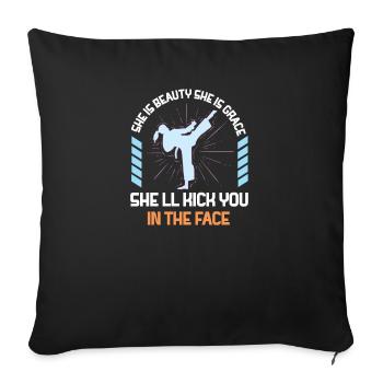 Elle est beauté elle est grâce elle vous donnera un coup de pied - Housse de coussin décorative 45 x 45 cm - noir - Devant