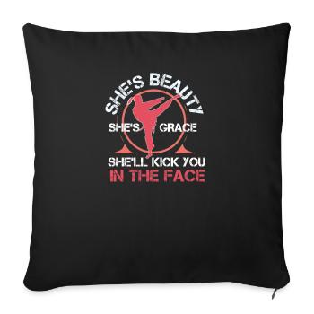 Elle est beauté elle est grâce elle vous donnera un coup de pied - Housse de coussin décorative 45 x 45 cm - noir - Devant