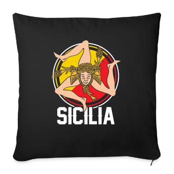 Sicile drapeau Sicile Palerme Italie - Housse de coussin décorative 45 x 45 cm - noir - Devant