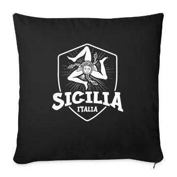 Sicile drapeau Sicile Palerme Italie - Housse de coussin décorative 45 x 45 cm - noir - Devant
