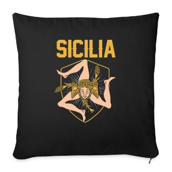 Sicile drapeau Sicile Palerme Italie - Housse de coussin décorative 45 x 45 cm - noir - Devant