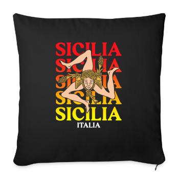 Sicile drapeau Sicile Palerme Italie - Housse de coussin décorative 45 x 45 cm - noir - Devant