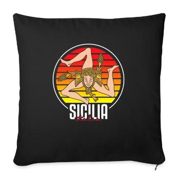 Sizilien flagge Sizilien Palermo Italien - Sofakissenbezug 45 x 45 cm - Schwarz - Vorne