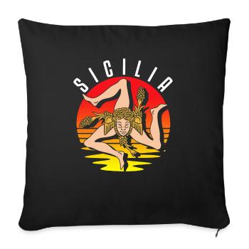 Sicile drapeau Sicile Palerme Italie - Housse de coussin décorative 45 x 45 cm - noir - Devant
