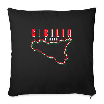Sicile drapeau Sicile Palerme Italie - Housse de coussin décorative 45 x 45 cm - noir - Devant