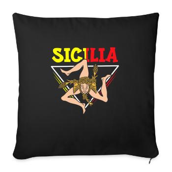 Sicile drapeau Sicile Palerme Italie - Housse de coussin décorative 45 x 45 cm - noir - Devant