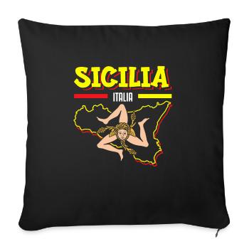 Sicile drapeau Sicile Palerme Italie - Housse de coussin décorative 45 x 45 cm - noir - Devant