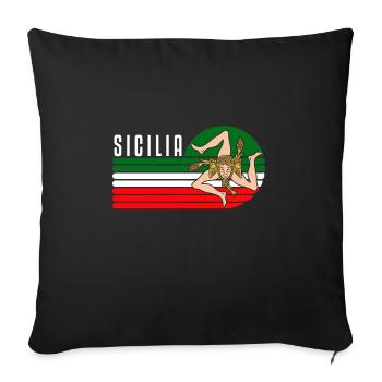 Sicile drapeau Sicile Palerme Italie - Housse de coussin décorative 45 x 45 cm - noir - Devant