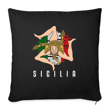 Sicile drapeau Sicile Palerme Italie - Housse de coussin décorative 45 x 45 cm - noir - Devant