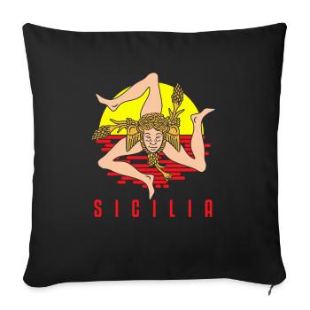 Sicile drapeau Sicile Palerme Italie - Housse de coussin décorative 45 x 45 cm - noir - Devant