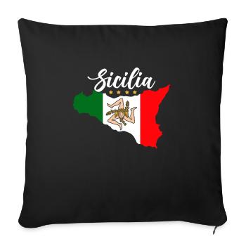 Sicile drapeau Sicile Palerme Italie - Housse de coussin décorative 45 x 45 cm - noir - Devant