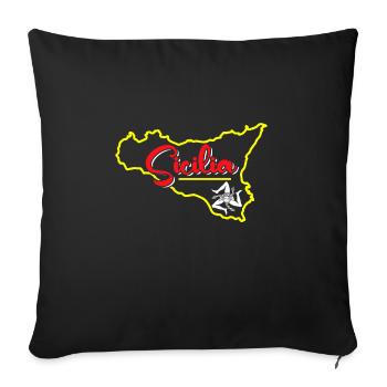 Sicile drapeau Sicile Palerme Italie - Housse de coussin décorative 45 x 45 cm - noir - Devant