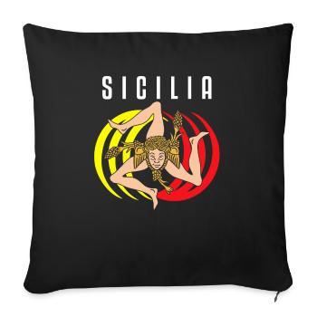 Sicile drapeau Sicile Palerme Italie - Housse de coussin décorative 45 x 45 cm - noir - Devant