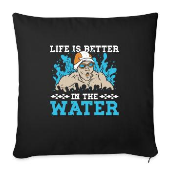 Schimmer Schwimmen La vie est meilleure dans l’eau - Housse de coussin décorative 45 x 45 cm - noir - Devant
