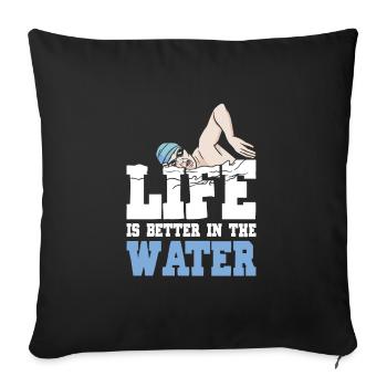Schimmer Schwimmen La vie est meilleure dans l’eau - Housse de coussin décorative 45 x 45 cm - noir - Devant