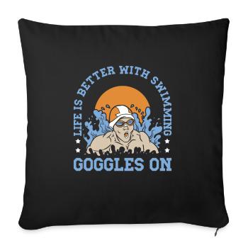Schimmer Schwimmen La vie est meilleure avec la natation - Housse de coussin décorative 45 x 45 cm - noir - Devant