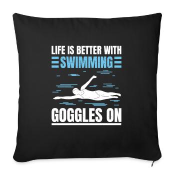 Schimmer Schwimmen La vie est meilleure avec la natation - Housse de coussin décorative 45 x 45 cm - noir - Devant