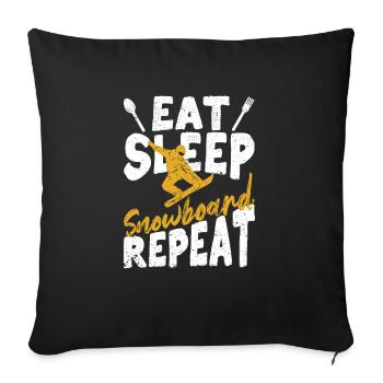 Snowboarder Funny Snowboarding Eat Sleep Snowboard - Sofa pillowcase 17,3'' x 17,3'' (45 x 45 cm) - black - Front