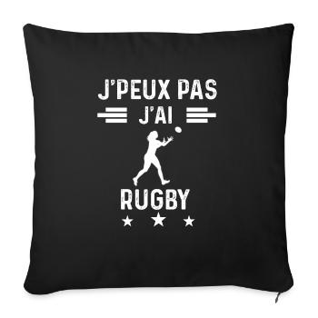 je peux pas j'ai rugby sport femme cadeau - Housse de coussin décorative 45 x 45 cm - noir - Devant