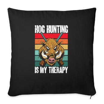 Chasse au sanglier chasseur sanglier - Housse de coussin décorative 45 x 45 cm - noir - Devant