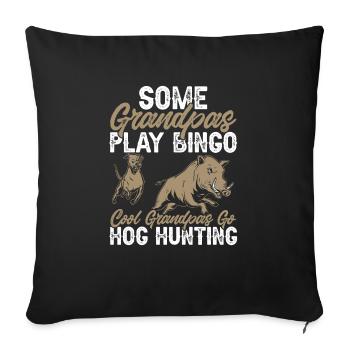 Chasse au sanglier chasseur sanglier - Housse de coussin décorative 45 x 45 cm - noir - Devant