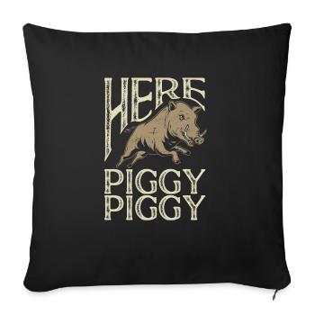 Chasse au sanglier chasseur sanglier - Housse de coussin décorative 45 x 45 cm - noir - Devant