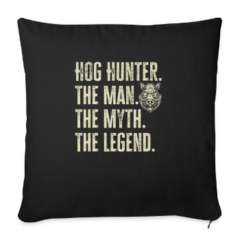 Chasse au sanglier chasseur sanglier - Housse de coussin décorative 45 x 45 cm - noir - Devant
