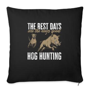Chasse au sanglier chasseur sanglier - Housse de coussin décorative 45 x 45 cm - noir - Devant