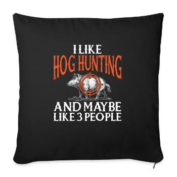 Chasse au sanglier chasseur sanglier - Housse de coussin décorative 45 x 45 cm - noir - Devant