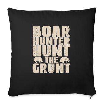 Chasse au sanglier chasseur sanglier - Housse de coussin décorative 45 x 45 cm - noir - Devant