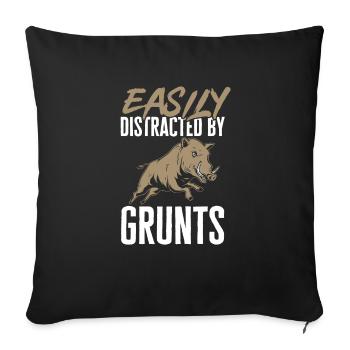 Chasse au sanglier chasseur sanglier - Housse de coussin décorative 45 x 45 cm - noir - Devant