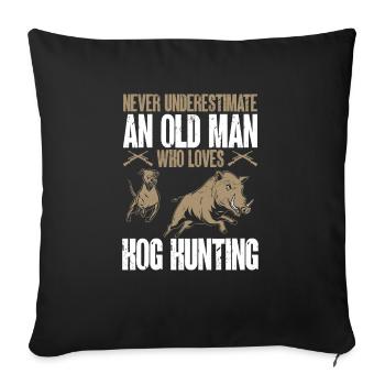 Chasse au sanglier chasseur sanglier - Housse de coussin décorative 45 x 45 cm - noir - Devant