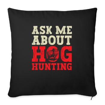 Chasse au sanglier chasseur sanglier - Housse de coussin décorative 45 x 45 cm - noir - Devant