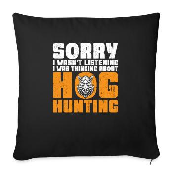 Chasse au sanglier chasseur sanglier - Housse de coussin décorative 45 x 45 cm - noir - Devant