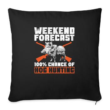 Chasse au sanglier chasseur sanglier - Housse de coussin décorative 45 x 45 cm - noir - Devant