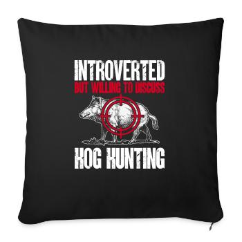 Chasse au sanglier chasseur sanglier - Housse de coussin décorative 45 x 45 cm - noir - Devant