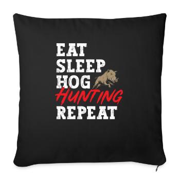 Chasse au sanglier chasseur sanglier - Housse de coussin décorative 45 x 45 cm - noir - Devant