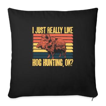 Chasse au sanglier chasseur sanglier - Housse de coussin décorative 45 x 45 cm - noir - Devant
