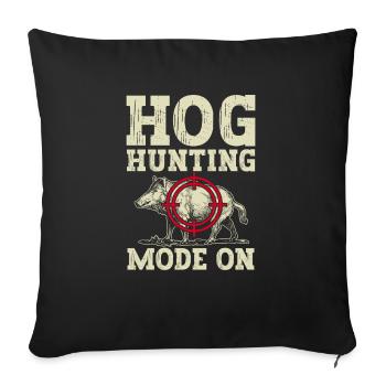 Chasse au sanglier chasseur sanglier - Housse de coussin décorative 45 x 45 cm - noir - Devant