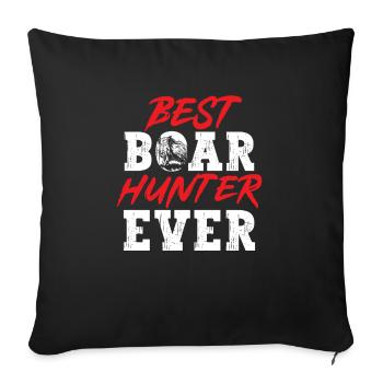 Chasse au sanglier chasseur sanglier - Housse de coussin décorative 45 x 45 cm - noir - Devant