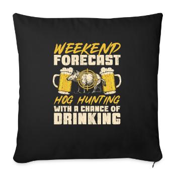 Chasse au sanglier chasseur sanglier - Housse de coussin décorative 45 x 45 cm - noir - Devant