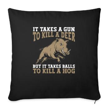 Chasse au sanglier chasseur sanglier - Housse de coussin décorative 45 x 45 cm - noir - Devant