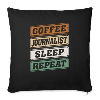 Coffee Journalist Sleep Repeat - Sofa pillowcase 17,3'' x 17,3'' (45 x 45 cm) - black - Front
