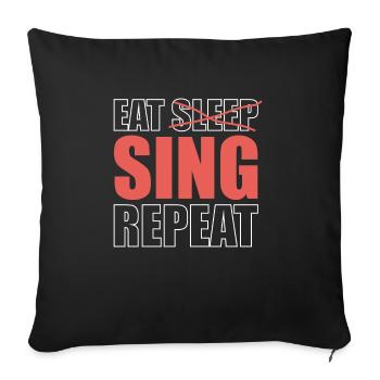 Manger dormir chanter répéter chemise - Housse de coussin décorative 45 x 45 cm - noir - Devant