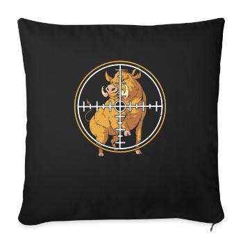 Chasse au sanglier chasseur sanglier - Housse de coussin décorative 45 x 45 cm - noir - Devant